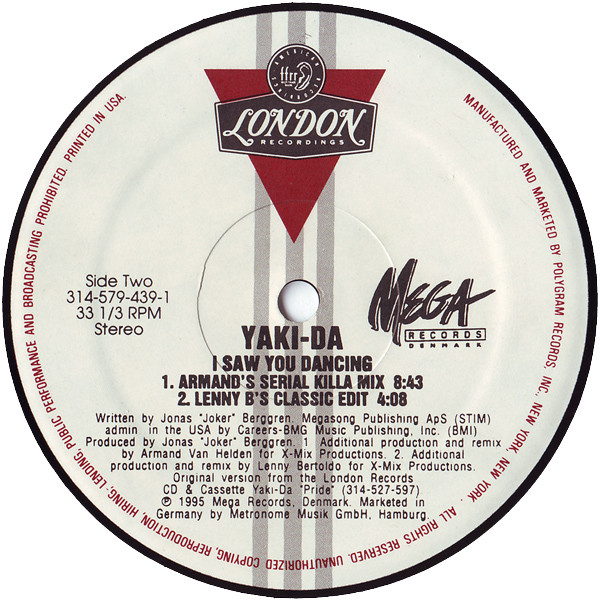 Yaki-Da - I Saw You Dancing, Electronic, House, Progressive House, 1995 - FFRR, US, Vinyl 1x 12", 33 ⅓ RPM