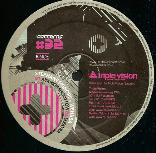 Stephane Signore + Wehbba - United By Music, Electronic, Techno, 2007 - Patterns, Netherlands, Vinyl 1x 12", 45 RPM, 33 ⅓ RPM