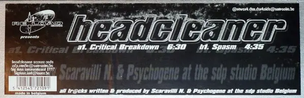 Headcleaner - Critical Breakdown, Electronic, Techno, 1997 - Re-load Records, Belgium, Vinyl 1x 12"