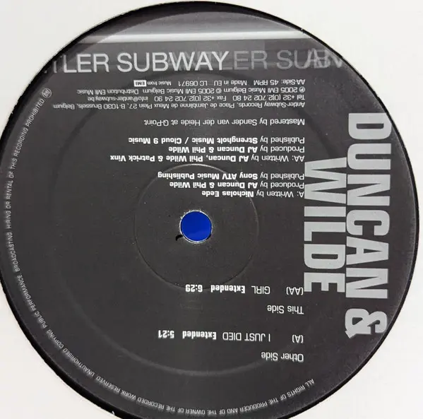 Duncan & Wilde - I Just Died, Electronic, Euro House, House, 2005 - Emi Music Belgium, Belgium, Vinyl 1x 12"
