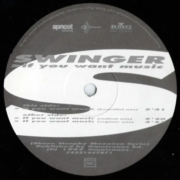 Swinger - If You Want Music, Electronic, House, 1997 - Apricot Records, France, Vinyl 1x 12"