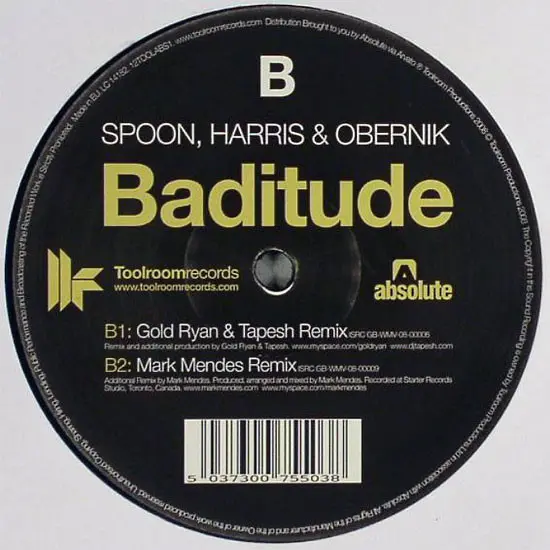Dave Spoon, Paul Harris & Sam Obernik - Baditude, Electronic, Disco, Electro House, Tech House, 2008 - Absolute, Toolroom Rec