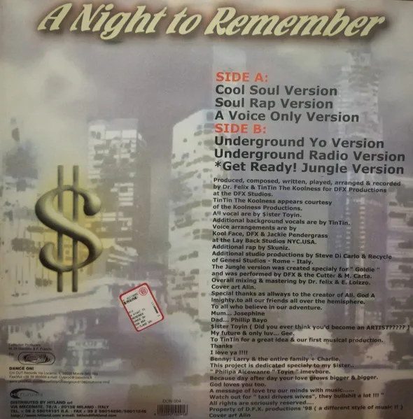 Album cover for A Night To Remember by DFX (7) & Tin Tin The Koolness Present Sister Tee