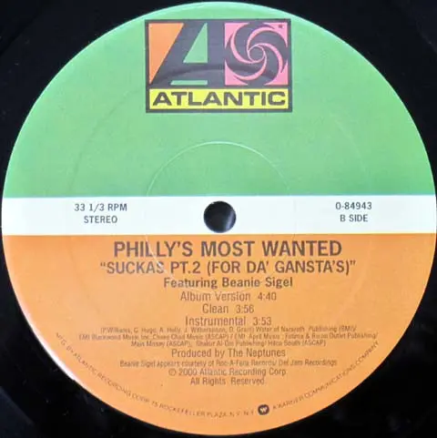 Philly's Most Wanted - Cross The Border / Suckas Pt.2 (For Da’ Gangsta’s), Hip Hop, 2000 - Atlantic, US, Vinyl 1x 12", Single