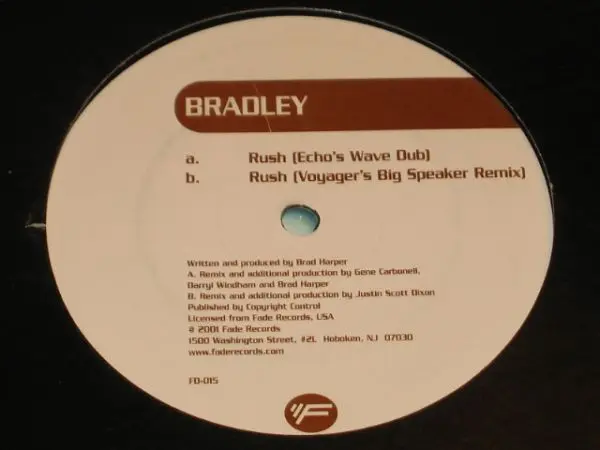 Bradley - Rush, Electronic, Progressive House, Tech Trance, 2001 - Fade Records, US, Vinyl 1x 12"