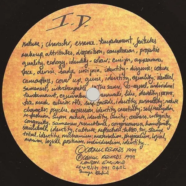 Life - Now EP, Electronic, Techno, 1999 - Cosmic ID, UK, Vinyl 1x 12", EP