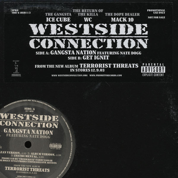 Westside Connection - Gangsta Nation, Hip Hop, Gangsta, 2003 - Priority Records, US, Vinyl 1x 12", 33 ⅓ RPM, Single, Promo