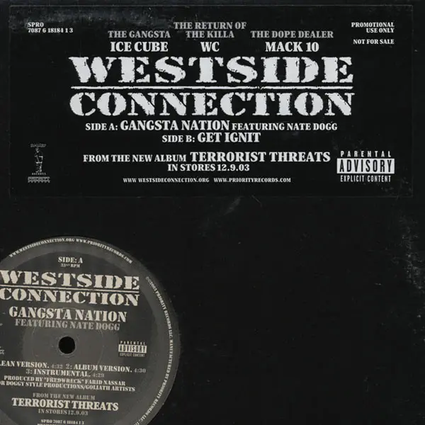 Westside Connection - Gangsta Nation, Hip Hop, Gangsta, 2003 - Priority Records, US, Vinyl 1x 12", 33 ⅓ RPM, Single, Promo