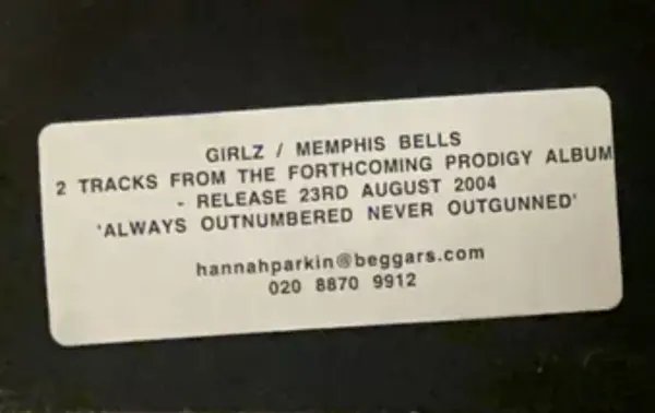 Prodigy, The - Girls / Memphis Bells, Electronic, Breakbeat, Electro, 2004 - XL Recordings, UK, Vinyl 1x 12", 45 RPM, Limited