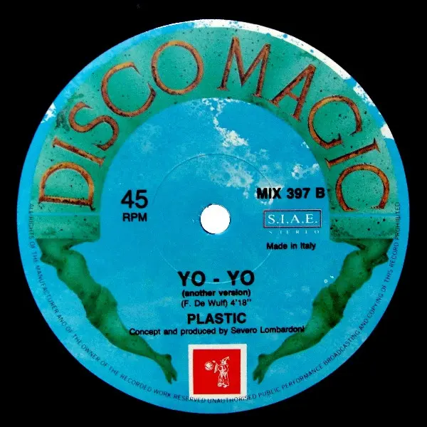 Plastic (3) - Yo-Yo, Electronic, New Beat, Techno, 1990 - Discomagic Records, Italy, Vinyl 1x 12"