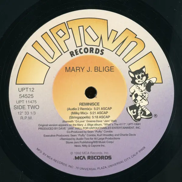 Mary J. Blige - Reminisce, Funk / Soul, Contemporary R&B, 1992 - MCA Records, Uptown Records, US, Vinyl 1x 12", 33 ⅓ RPM, Sin