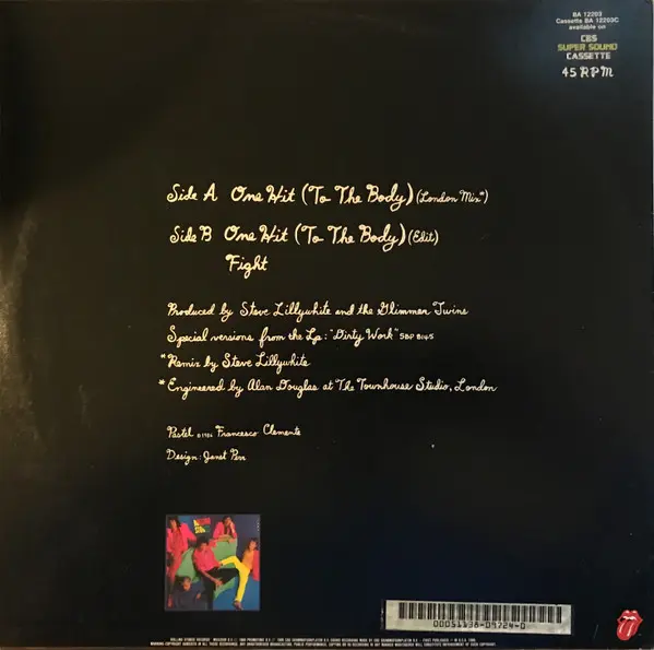 Rolling Stones, The - One Hit (To The Body) - 1986 - - Rolling Stones Records - Vinyl 1x 12", 45 RPM