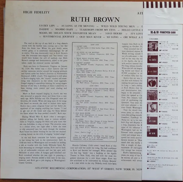 Ruth Brown - Rock & Roll, Blues, Rhythm & Blues, 1978 - Atlantic, Japan, Vinyl 1x LP, Album, Reissue, Mono