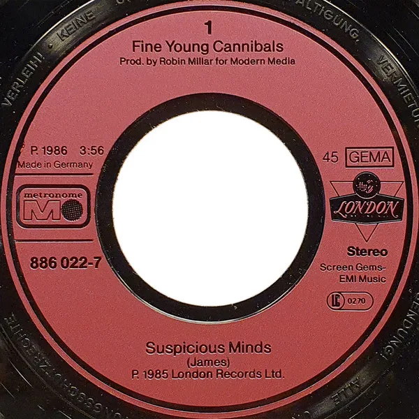 Album cover for Suspicious Minds by Fine Young Cannibals