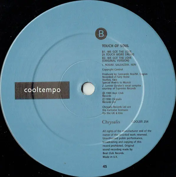 Touch Of Soul - We Got The Love (A Touch More Soul Remix), Electronic, House, 1990 - Cooltempo, UK, Vinyl 1x 12", 45 RPM