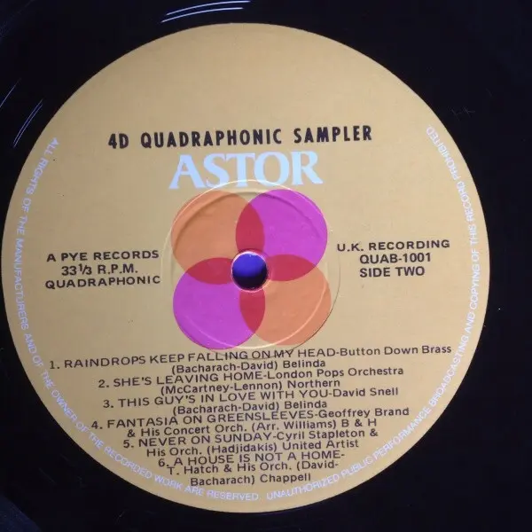 Various - Quadraphonic Sampler, Jazz, Easy Listening, Astor, Australia, Vinyl 1x LP, Sampler, Quadraphonic