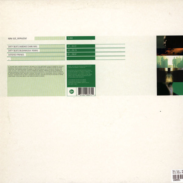 Roni Size / Reprazent - Dirty Beats, Electronic, Breakbeat, Breaks, Drum n Bass, UK Garage, 2001 - Talkin' Loud, UK & Europe,