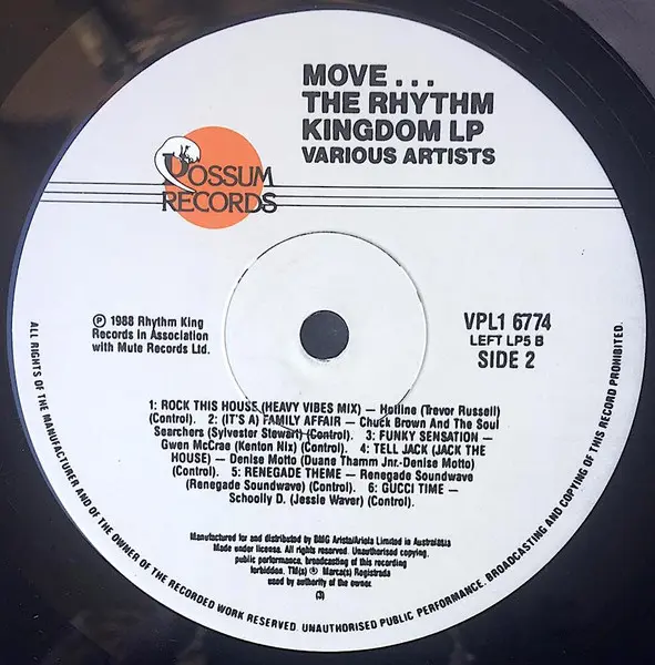 Various - Move... The Rhythm Kingdom LP (The Definitive Compilation), Electronic, Hip Hop, Hip Hop, House, 1988 - Possum Reco