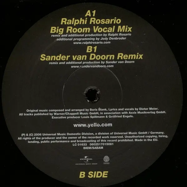 Yello - Oh Yeah 'Oh Six (The Remixes Part 2), Electronic, House, Progressive House, Techno, 2006 - Universal Music Group, Ver