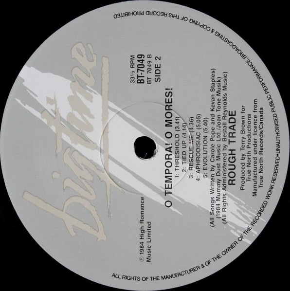 Rough Trade - O Tempora! O Mores!, Pop, Rock, Pop Rock, 1984 - Big Time, High Romance Music Ltd., Australia, Vinyl 1x LP, Alb