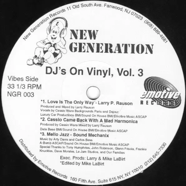 Various - DJ's On Vinyl, Vol. 3 - 1992 - Deep House, Garage House, House - Emotive Records, New Generation Records - Vinyl 1x