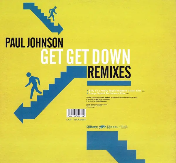 Paul Johnson - Get Get Down (Remixes), Electronic, House, 1999 - Legato Records, Belgium, Vinyl 1x 12"
