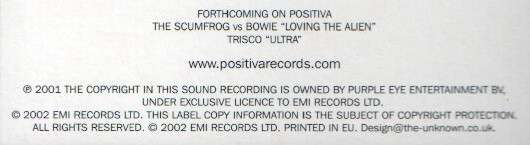 Barthezz - Infected, Electronic, Trance, 2002 - Positiva, UK, Vinyl 1x 12", 33 ⅓ RPM, 45 RPM