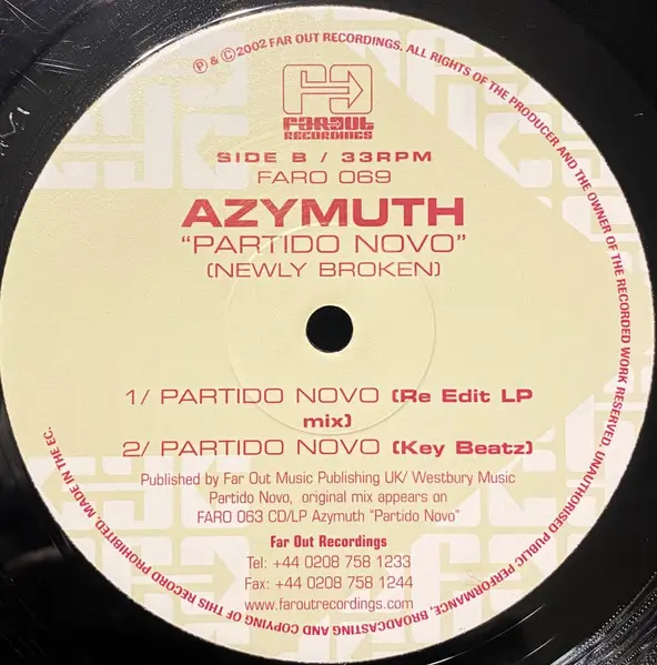 Azymuth - Partido Novo (Newly Broken), Electronic, Jazz, House, Latin, 2002 - Far Out Recordings, UK, Vinyl 1x 12", 33 ⅓ RPM