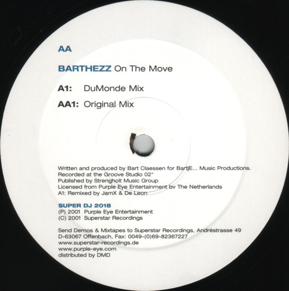 Barthezz - On The Move, Electronic, Hard Trance, Trance, 2001 - Superstar Recordings, Germany, Vinyl 1x 12", 45 RPM