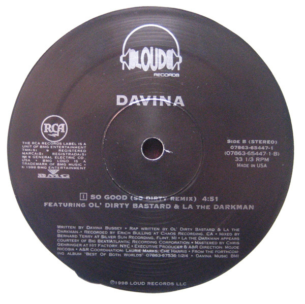 Davina - Come Over To My Place, Funk / Soul, Contemporary R&B, 1998 - Loud Records, RCA, US, Vinyl 1x 12", 33 ⅓ RPM