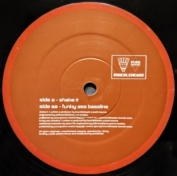 Knuckleheadz Featuring Justin Bourne - Shake It / Funky Ass Bassline, Electronic, Hard House, 2002 - Knuckleheadz Records, UK