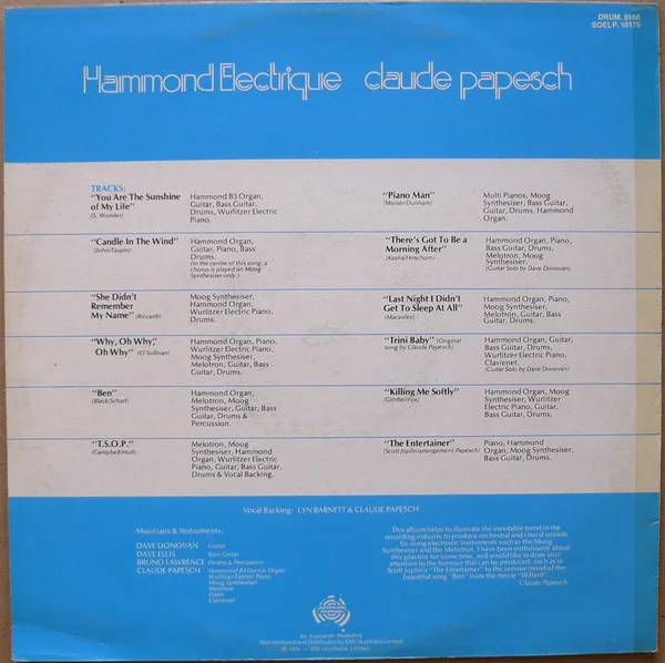 Album cover for Hammond Electrique by Claude Papesch