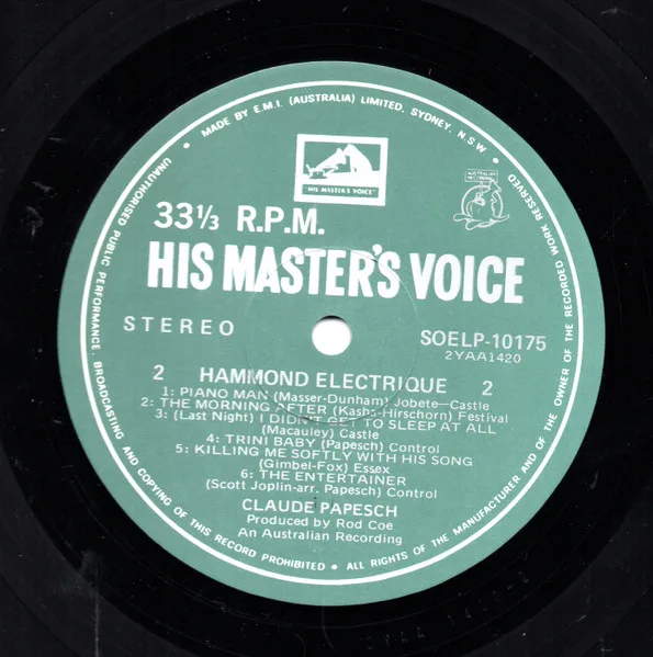 Album cover for Hammond Electrique by Claude Papesch