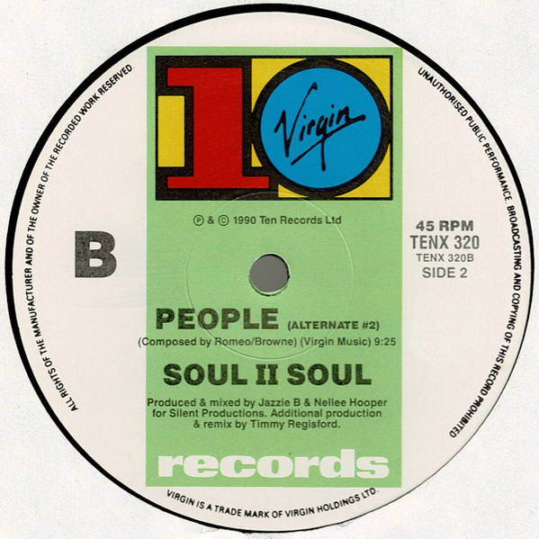 Soul II Soul - People, Electronic, Funk / Soul, Pop, Downtempo, Soul, 1990 - 10 Records, Australia, Vinyl 1x 12", 45 RPM