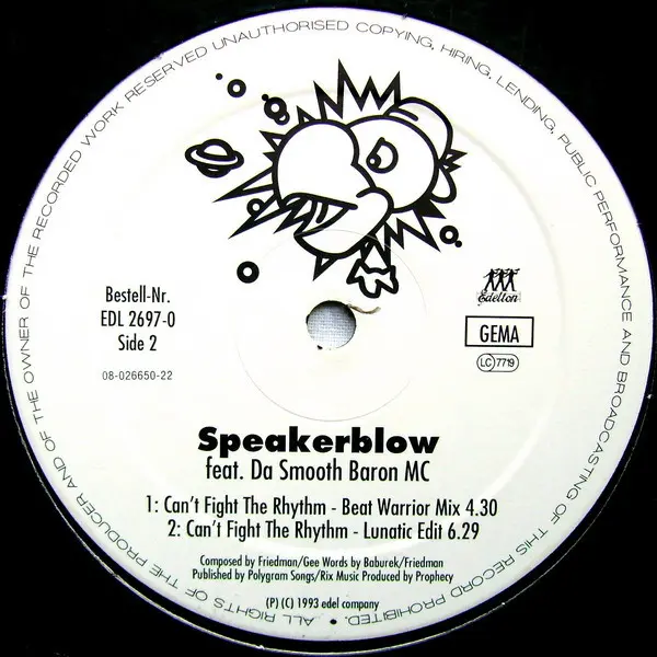 Speakerblow - Can't Fight The Rhythm, Electronic, Breakbeat, Euro House, 1993 - Edelton, Germany, Vinyl 1x 12"