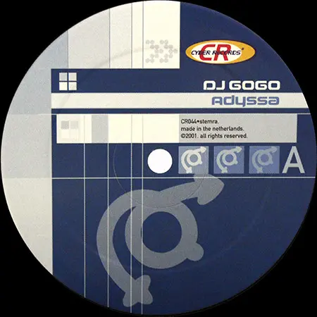 DJ Gogo - Adyssa, Electronic, Progressive House, Progressive Trance, 2001 - Cyber Records, Netherlands, Vinyl 1x 12", 33 ⅓ RP