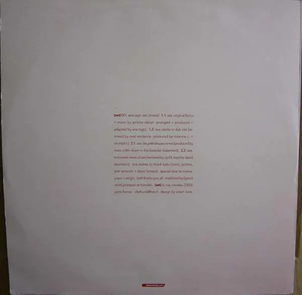 Album cover for Sex by Ana Rago