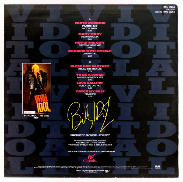 Billy Idol - Vital Idol, Electronic, Rock, Pop Rock, Synth-pop, 1987 - Chrysalis, Festival Records, Australia & New Zealand, 