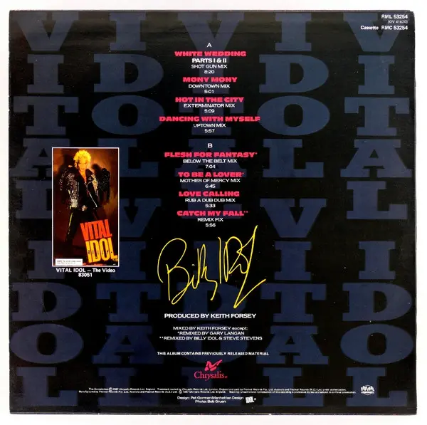 Billy Idol - Vital Idol, Electronic, Rock, Pop Rock, Synth-pop, 1987 - Chrysalis, Festival Records, Australia & New Zealand, 