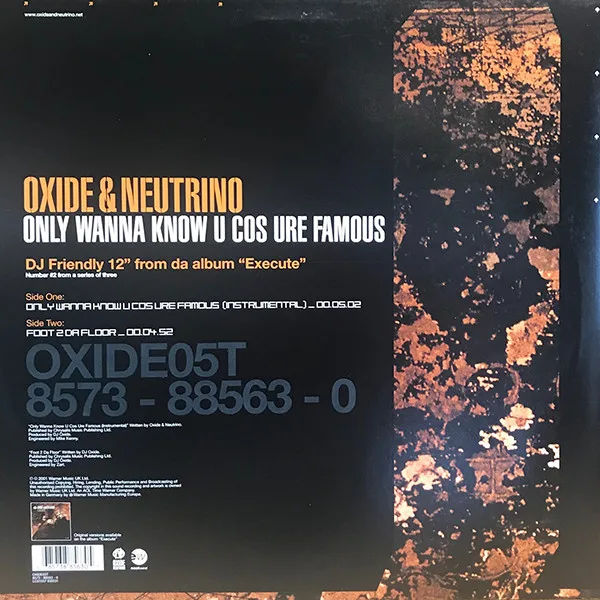 Album cover for Only Wanna Know U Cos Ure Famous by Oxide & Neutrino