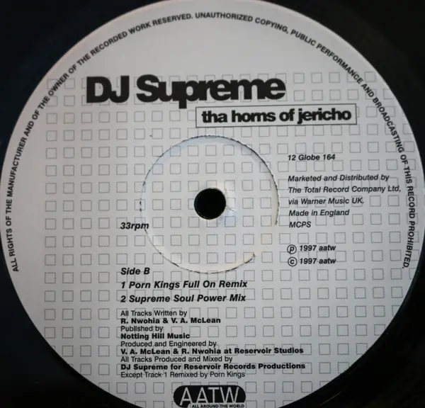 DJ Supreme - Tha Horns Of Jericho, Electronic, Hard House, Speed Garage, 1997 - All Around The World, UK, Vinyl 1x 12", 33 ⅓ 