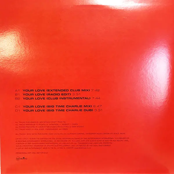 Ben Ofoedu - Your Love, Electronic, House, 2000 - BMG UK & Ireland, RCA, UK, Vinyl 2x 12", Promo