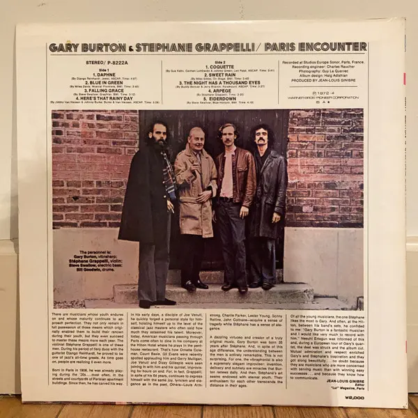 Gary Burton & Stéphane Grappelli - Paris Encounter, Jazz, 1972 - Atlantic, Japan, Vinyl 1x LP, Album, Stereo