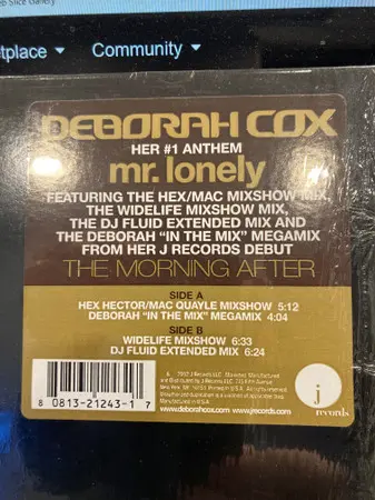 Deborah Cox - Mr. Lonely, Electronic, House, Progressive House, Tech House, 2002 - J Records, US, Vinyl 1x 12", 33 ⅓ RPM, Sin