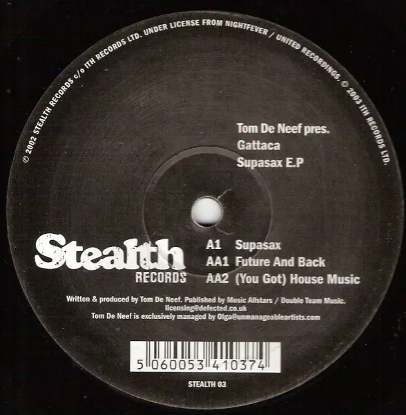 Album cover for Supasax E.P by Tom De Neef Pres. Gattaca (2)