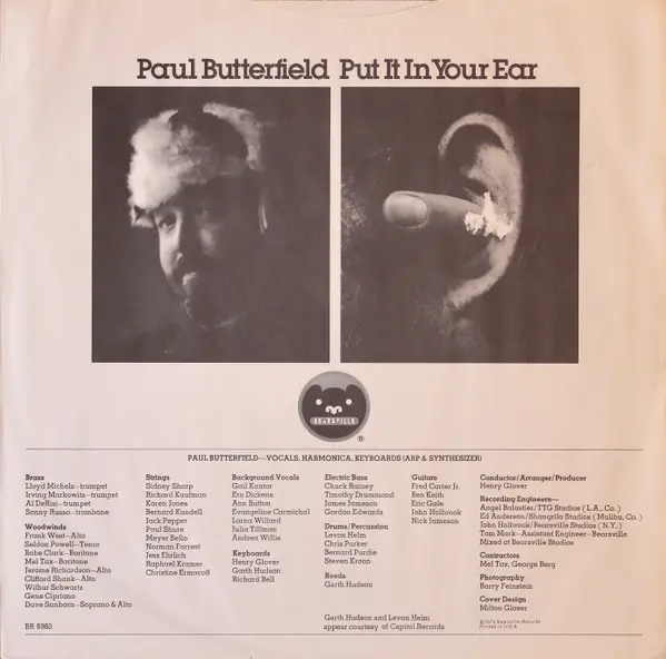 Paul Butterfield - Put It In Your Ear, Blues, Blues Rock, 1976 - Bearsville, US, Vinyl 1x LP, Album
