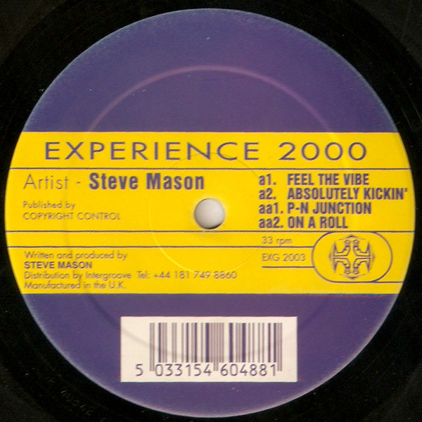 Steve Mason - Feel The Vibe, Electronic, Techno, 1999 - Experience 2000, UK, Vinyl 1x 12"