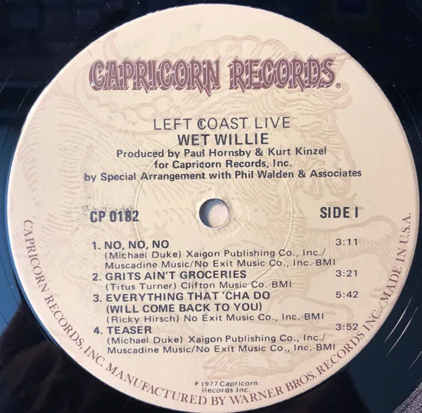 Album cover for Left Coast Live by Wet Willie