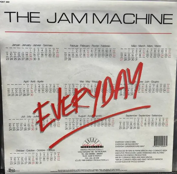 Jam Machine, The - Everyday, Electronic, Italo House, 1989 - Possum Records, Australia, Vinyl 1x 12", 45 RPM, Single