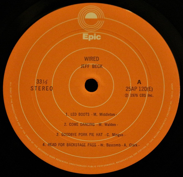 Jeff Beck - Wired, Funk / Soul, Jazz, Rock, Funk, Jazz-Rock, 1976 - Epic, Japan, Vinyl 1x LP, Album, Stereo